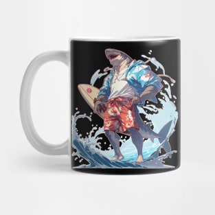 Muscle Beach Anime Shark Surfer Mug